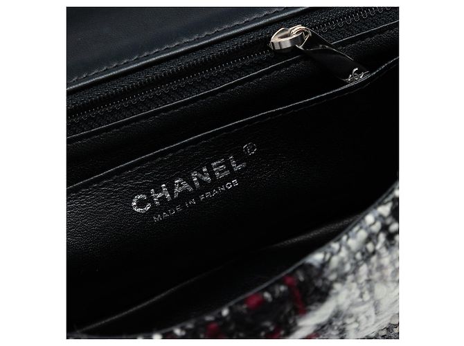 Chanel Schwarze Mini Rechteckige Gesteppt Tweed Einzelflap - Ansicht 5