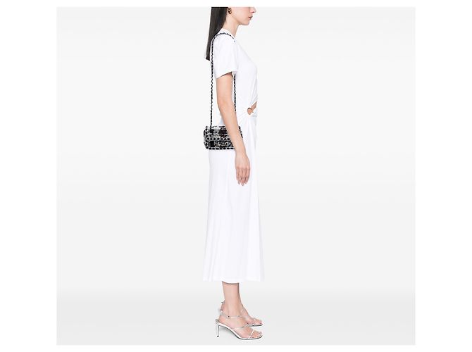 Chanel Schwarze Mini Rechteckige Gesteppt Tweed Einzelflap - Ansicht 7