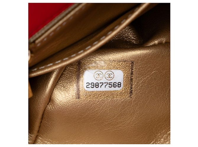 Chanel Rote Mini Quadrat Klassisch aus Lammleder Perlenzerknitterte Einzelflap - Ansicht 5