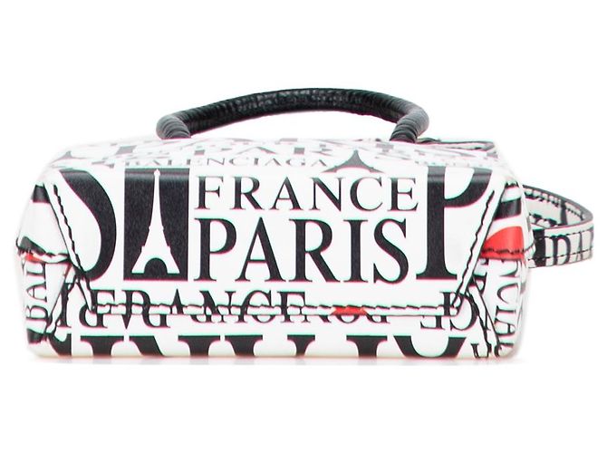 Balenciaga Mini Supporto per Telefono Bonjour Paris in Pelle Bianca Bianco - vista 3