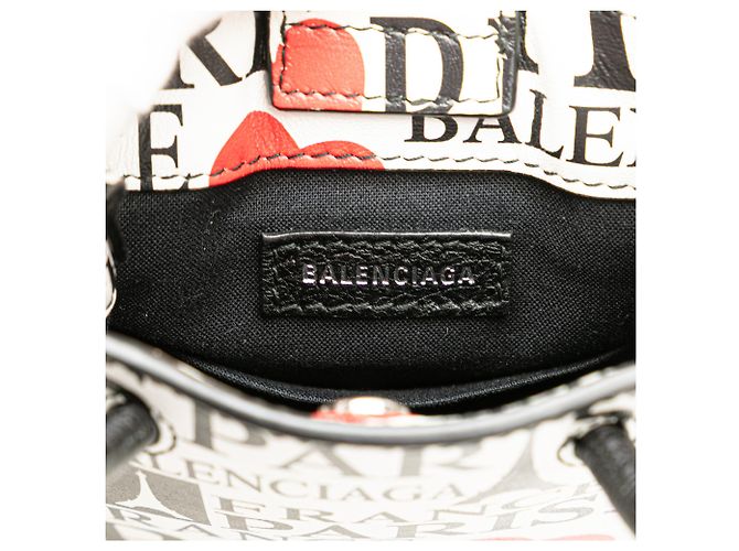 Balenciaga Mini Supporto per Telefono Bonjour Paris in Pelle Bianca Bianco - vista 6