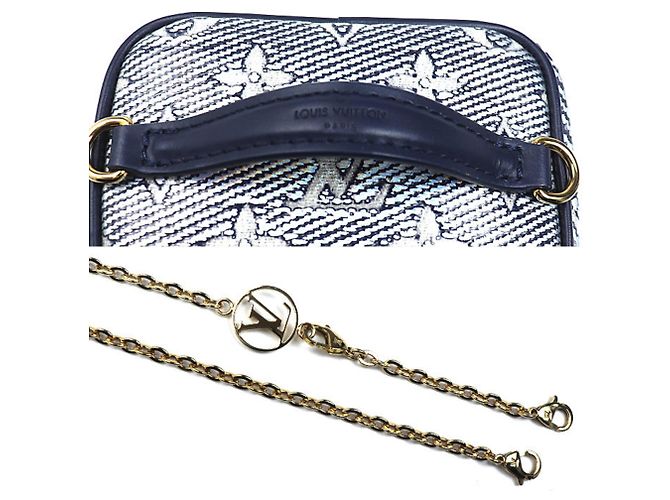 Borsa a spalla micro Vanity in jacquard laminato Monogram Louis Vuitton Blu navy - vista 7