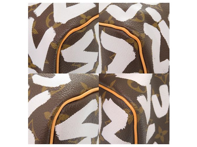 Borsa Keepall 50 Monogram Graffiti di Louis Vuitton Marrone Bianco Monogramma - vista 4