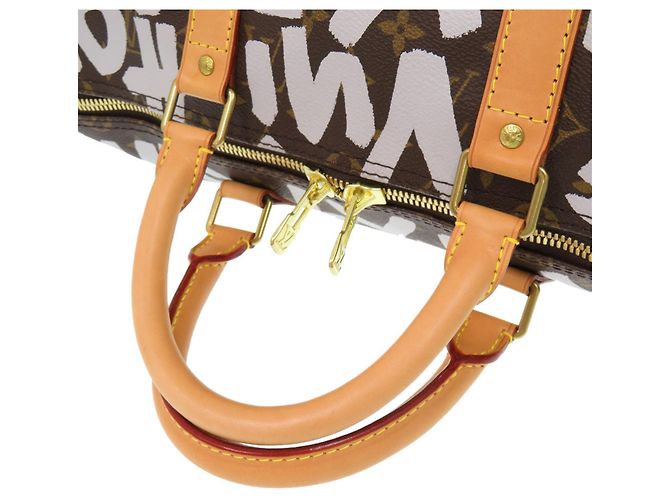 Borsa Keepall 50 Monogram Graffiti di Louis Vuitton Marrone Bianco Monogramma - vista 5