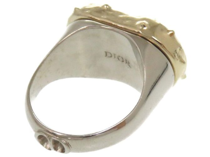 Christian Dior CD Blumenmuster Ring Silber Blau Golden - Ansicht 2