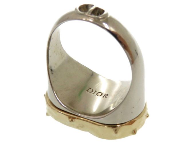 Christian Dior CD Blumenmuster Ring Silber Blau Golden - Ansicht 3