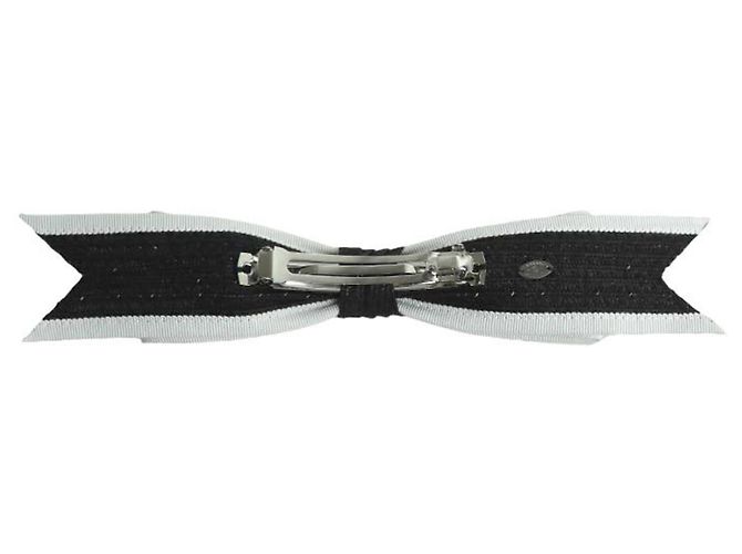 Fermaglio per capelli in nastro Coco Mark in tessuto metallico Chanel Nero Bianco - vista 2