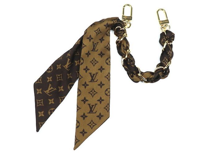 Catena Charm in Seta GP Louis Vuitton Fleur M01354 Marrone D'oro - vista 2