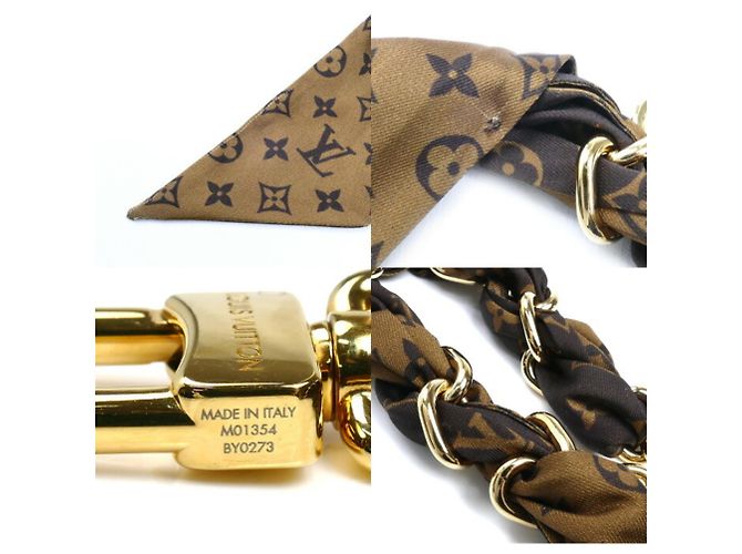 Catena Charm in Seta GP Louis Vuitton Fleur M01354 Marrone D'oro - vista 4