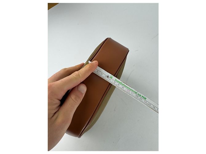 Vintage Courreges Polyester-Leder Clutch khaki braun - Ansicht 13