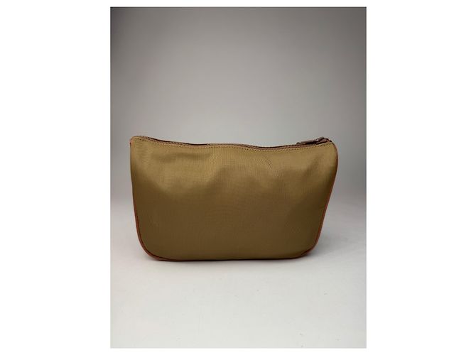 Vintage Courreges Polyester-Leder Clutch khaki braun - Ansicht 2