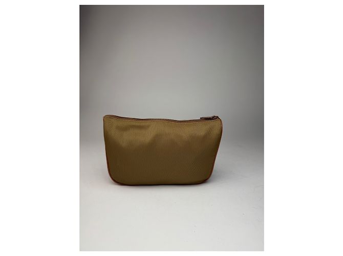 Vintage Courreges Polyester-Leder Clutch khaki braun - Ansicht 7