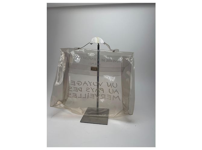 Hermès Vintage Hermes Transparente PVC Kelly Tasche Weiß - Ansicht 2