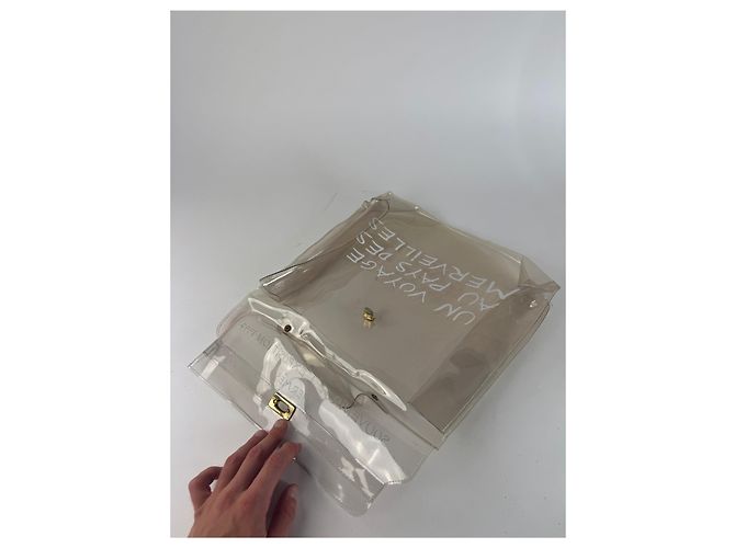 Hermès Vintage Hermes Transparente PVC Kelly Tasche Weiß - Ansicht 4