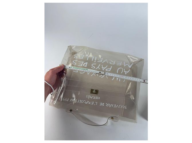 Hermès Vintage Hermes Transparente PVC Kelly Tasche Weiß - Ansicht 9