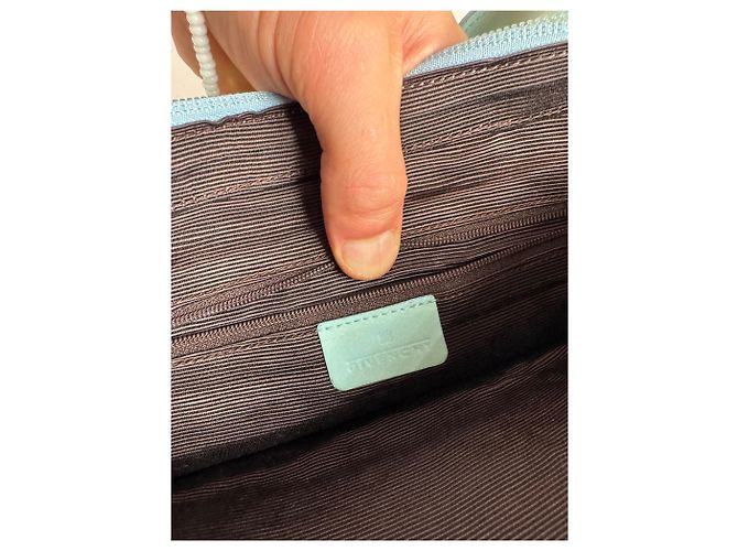 Bolsa de couro e lona vintage Givenchy turquesa e marrom - vista 4