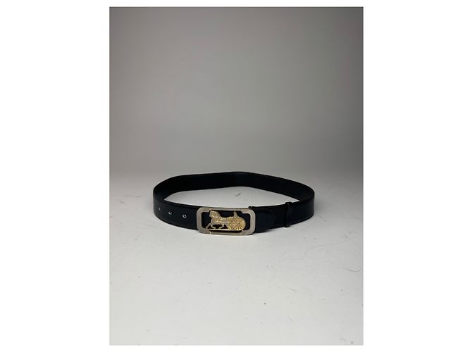 Céline Vintage Celine Carriage Leder Gürtel Schwarz - Ansicht 3