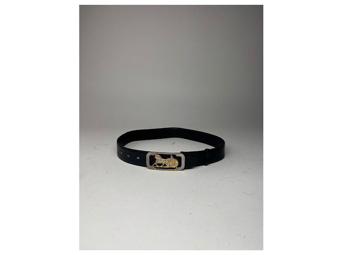 Céline Vintage Celine Carriage Leder Gürtel Schwarz - Ansicht 4