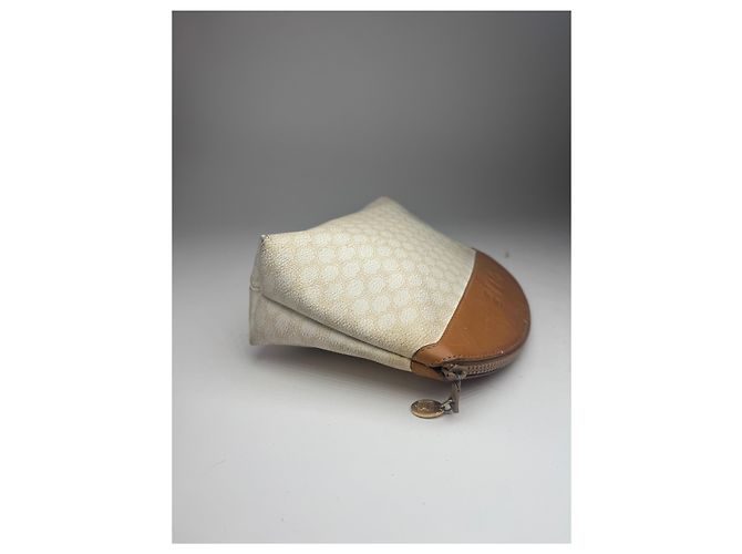 Triomphe Céline Clutch in pelle monogramma Celine Paris vintage bianco e marrone - vista 10