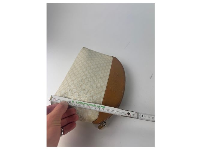Triomphe Céline Clutch in pelle monogramma Celine Paris vintage bianco e marrone - vista 12