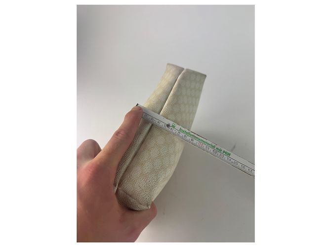 Triomphe Céline Clutch in pelle monogramma Celine Paris vintage bianco e marrone - vista 13