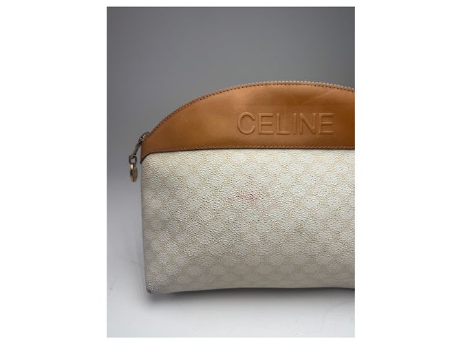 Triomphe Céline Clutch in pelle monogramma Celine Paris vintage bianco e marrone - vista 15