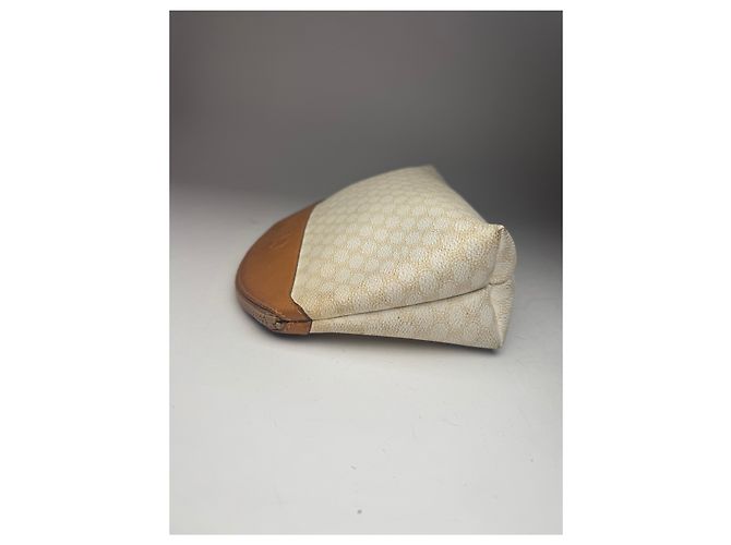 Triomphe Céline Clutch in pelle monogramma Celine Paris vintage bianco e marrone - vista 8