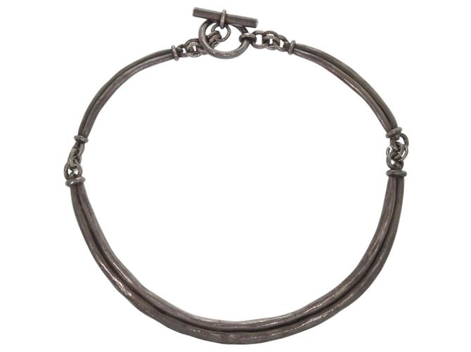 Choker in metallo argento vintage Hermès - vista 2
