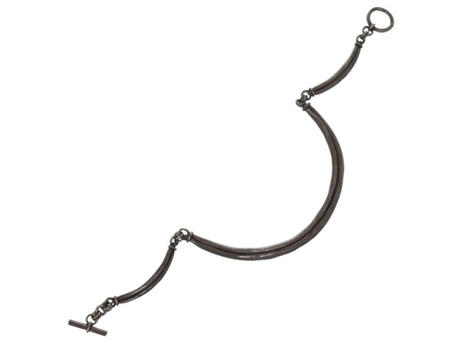 Choker in metallo argento vintage Hermès - vista 3