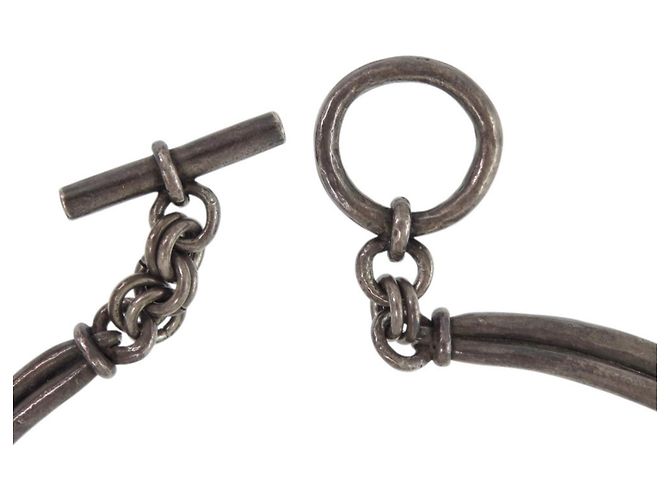 Choker in metallo argento vintage Hermès - vista 4
