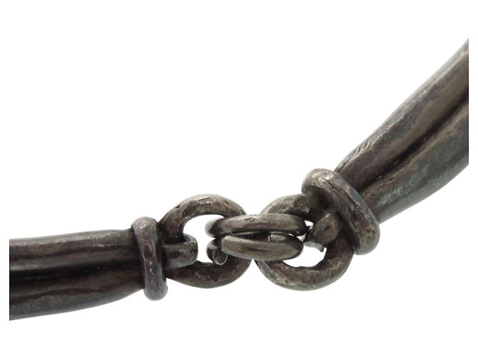 Choker in metallo argento vintage Hermès - vista 5