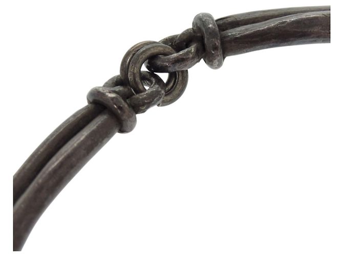 Choker in metallo argento vintage Hermès - vista 6