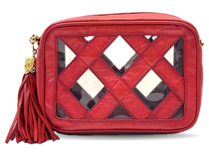 Borsa a spalla in pelle di agnello rossa Chanel Rosso - vista 2