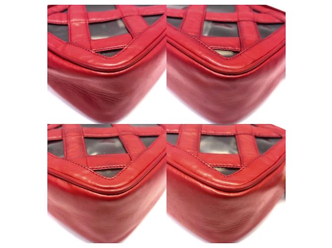 Borsa a spalla in pelle di agnello rossa Chanel Rosso - vista 3