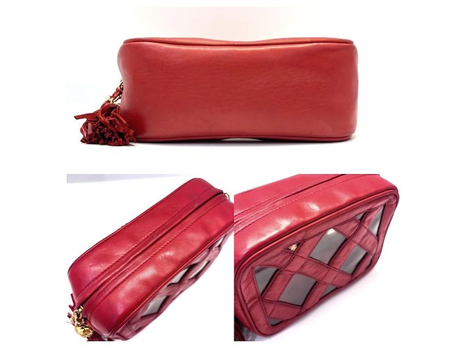 Borsa a spalla in pelle di agnello rossa Chanel Rosso - vista 4