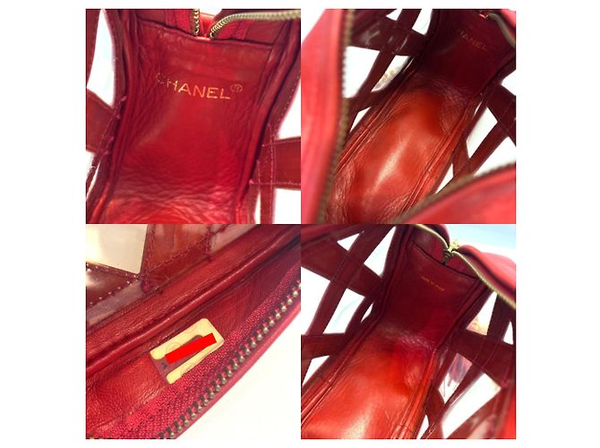 Borsa a spalla in pelle di agnello rossa Chanel Rosso - vista 6