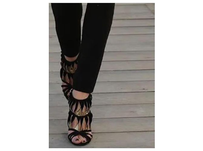 Chanel Resort 2010 Wedge Neri e Dorati Attorcigliati Nero - vista 2