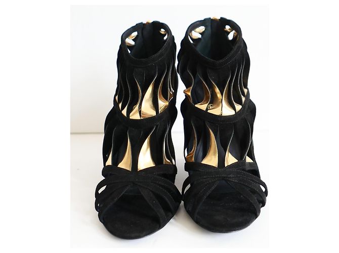 Chanel Resort 2010 Wedge Neri e Dorati Attorcigliati Nero - vista 3