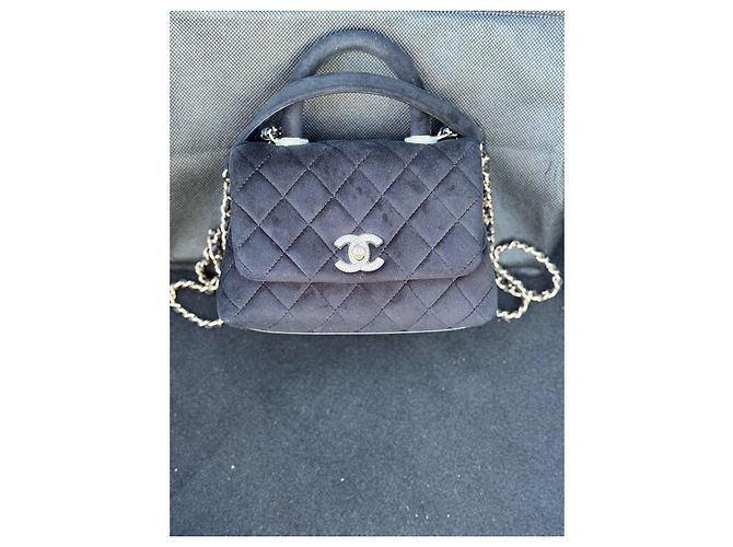 Coco Handle Borsa Chanel Coco Mini in velluto nero - vista 4
