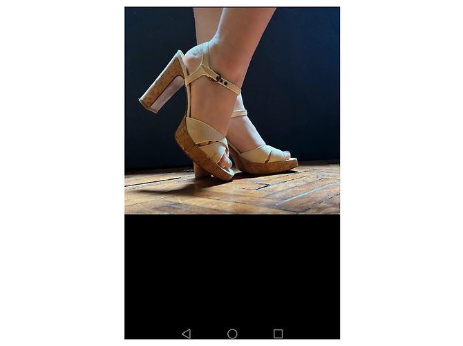 Sandali Miu Miu in pelle beige - vista 4