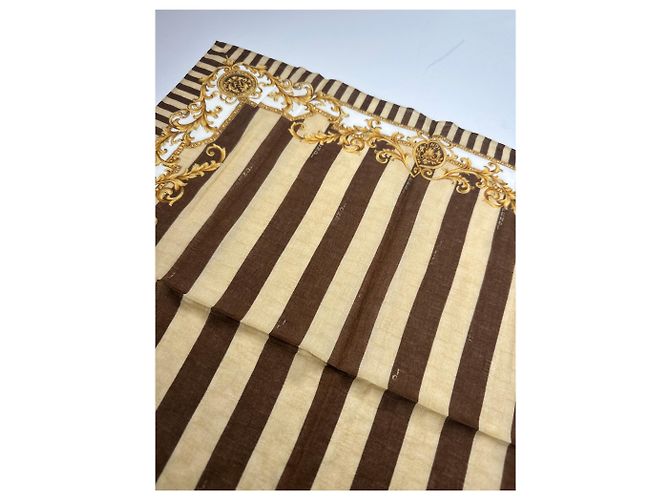 Sciarpa Striata Vintage Fendi Marrone Oro D'oro - vista 10