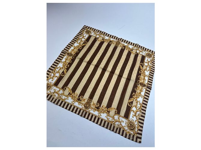 Sciarpa Striata Vintage Fendi Marrone Oro D'oro - vista 2