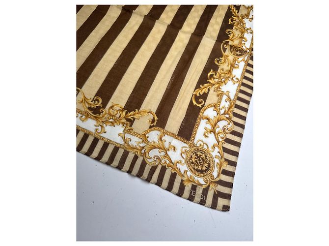 Sciarpa Striata Vintage Fendi Marrone Oro D'oro - vista 3