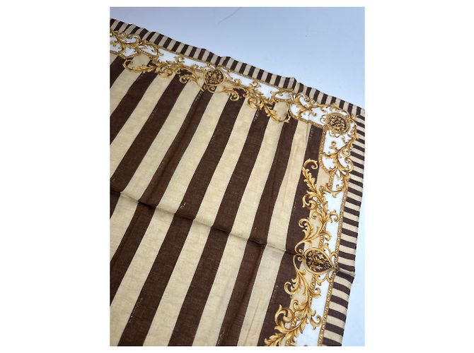 Sciarpa Striata Vintage Fendi Marrone Oro D'oro - vista 6