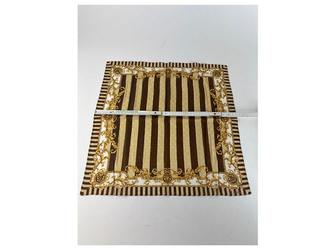 Sciarpa Striata Vintage Fendi Marrone Oro D'oro - vista 7