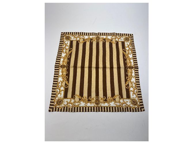 Sciarpa Striata Vintage Fendi Marrone Oro D'oro - vista 9