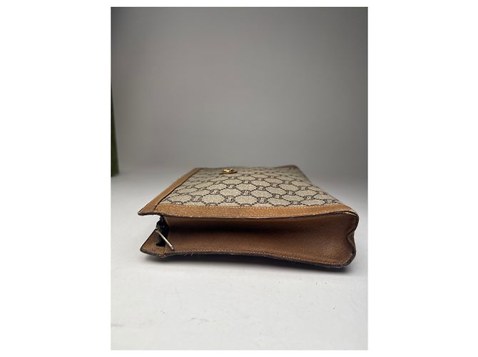 Clutch Vintage Gucci Plus Monogramma Grigio Marrone - vista 7
