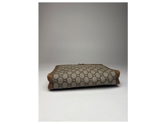 Clutch Vintage Gucci Plus Monogramma Grigio Marrone - vista 8