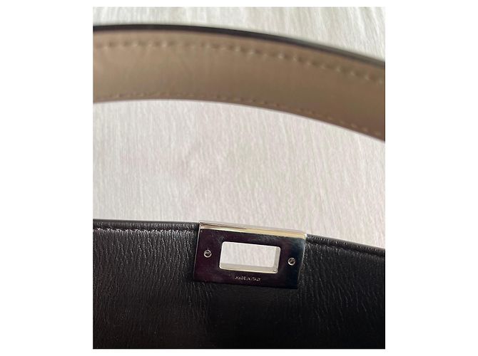 Fendi Peekaboo X-lite Medio Beige con Interno Viola Prugna Marrone scuro - vista 15