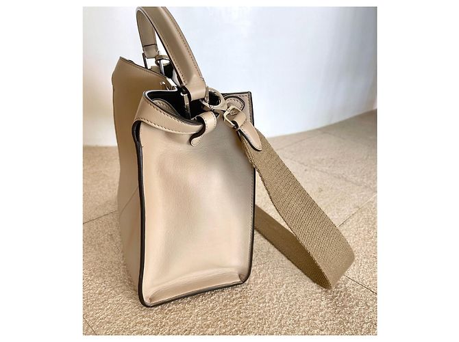 Fendi Peekaboo X-lite Medio Beige con Interno Viola Prugna Marrone scuro - vista 2